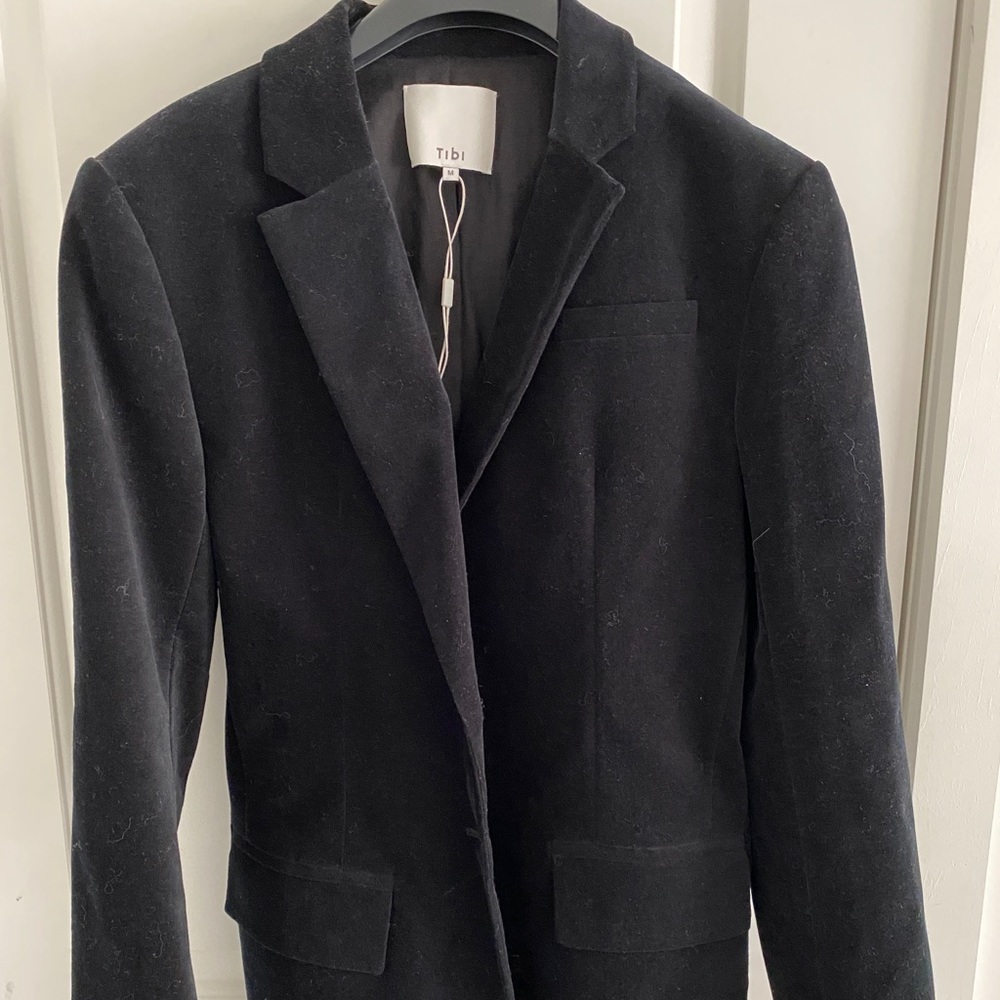 Tibi velvet navy blue blazer